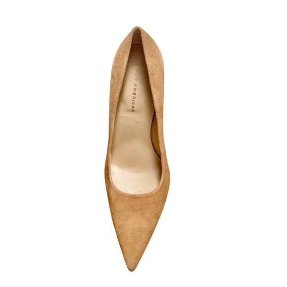 New GOOD AMERICAN The Icon Nude Suede Pointed Toe Pumps 4" Heel Women's 8.5 - Picture 8 of 12